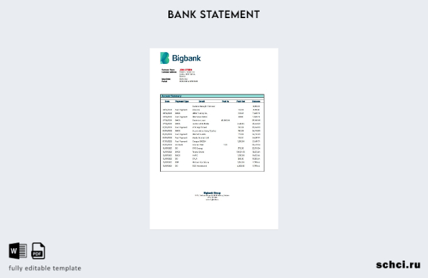 цифровая загрузка шаблона словесной версии выписки из банка Эстонии Bigbank